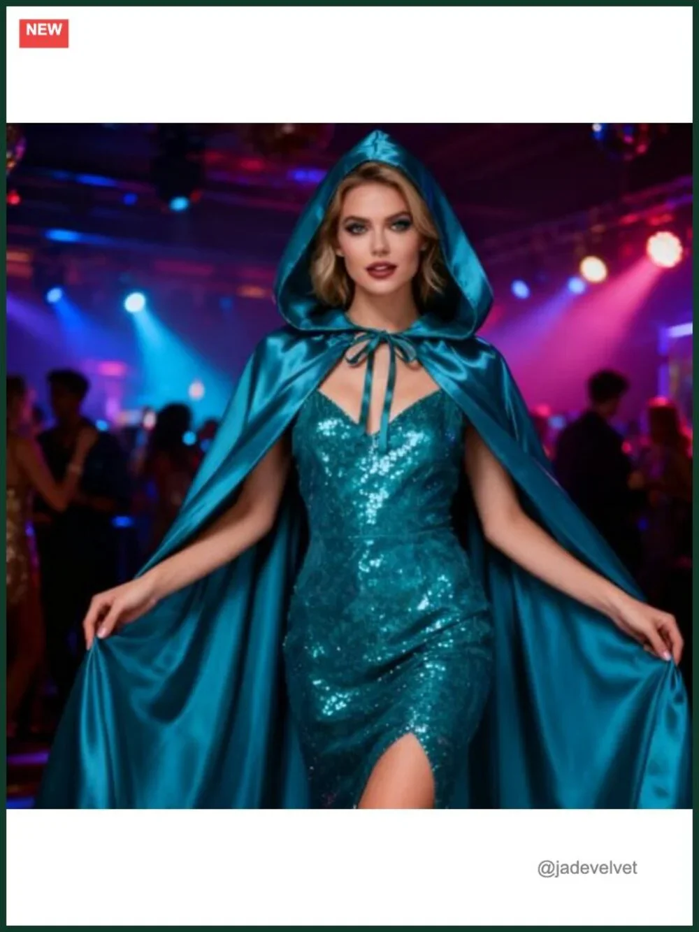 Unisex Adult Hooded Satin Cloak Cape Halloween Cosplay Costume Party